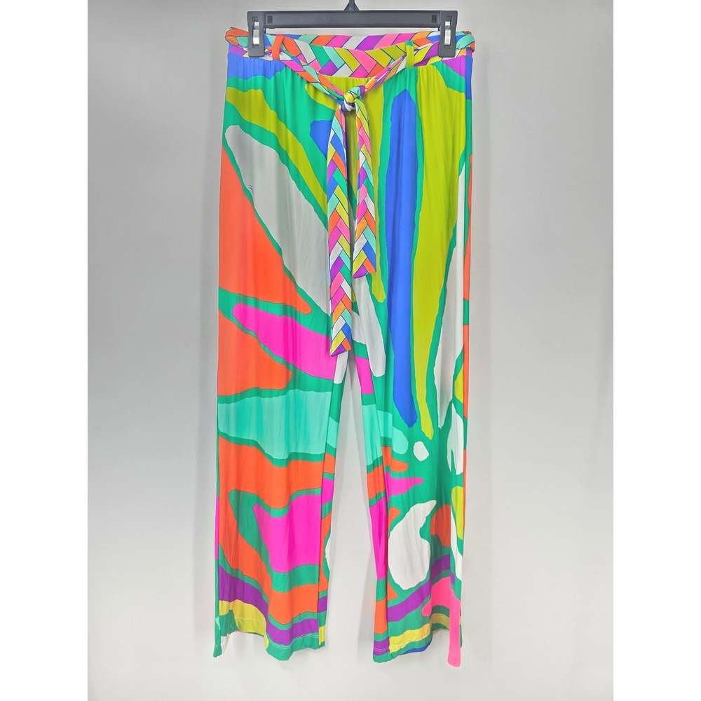 Trina Turk Womens Wide Leg Pants Multi Color Abstract Psychedelic Size XS